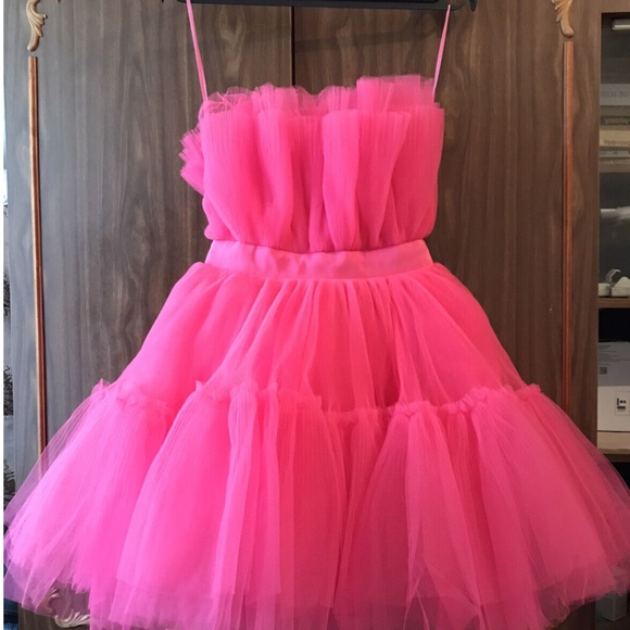 H&M X GIAMBATTISTA VALLI Hot Pink Tulle Dress - Picture 4 of 11